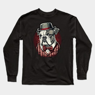 Hipster Bulldog Long Sleeve T-Shirt